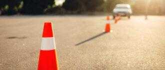 cones examination driving school concept
