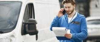 man by truck guy delivery uniform man with clipboard